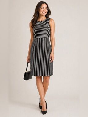 Banana Republic Striped Sheath Dress Black White Career Work Size 4
